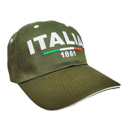 Cappello Verde Militare Con Scritta Italia Sport e tempo libero/Fan Shop/Calcio/Abbigliamento/Cappelli e berretti Il Distintivo - Pesaro, Commerciovirtuoso.it