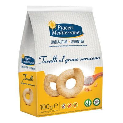 Piaceri Medit Taralli Saraceno Alimentari e cura della casa/Pasticceria e prodotti da forno/Grissini taralli e fette biscottate FarmaFabs - Ercolano, Commerciovirtuoso.it