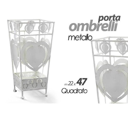 Portaombrelli Metallo Cuore Quadrato Moderno Design Casa Studio 22x47cm 657818