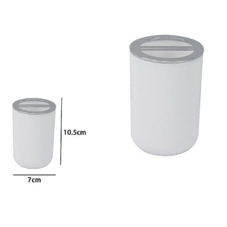Portaspazzolini Bicchiere Accessori Bagno 2 Fori Bianco Silver Contenitore 79863
