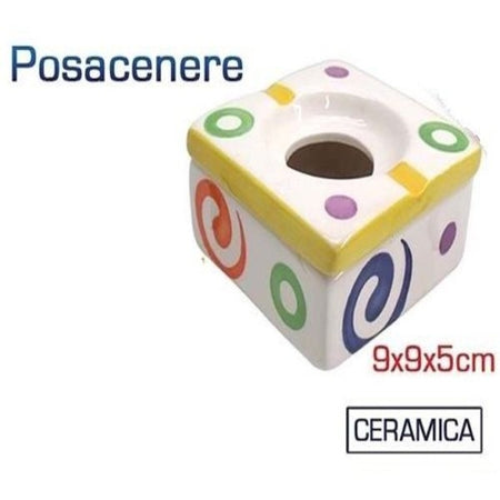 Posacenere Porta Cenere Fantasia In Ceramica 9x9x5cm Design Moderno Casa Ufficio