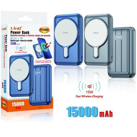 Powerbank 15000mah Ricarica Rapida Wireless Con Magnete 15w Qc 3.0 + Pd 20w T108l