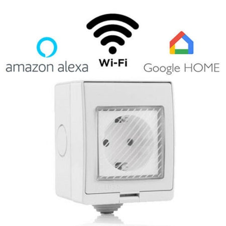 Presa Spina Shuko Esterno Wifi Smart Home Amazon Alexa Google Home V-tac Vt-5001