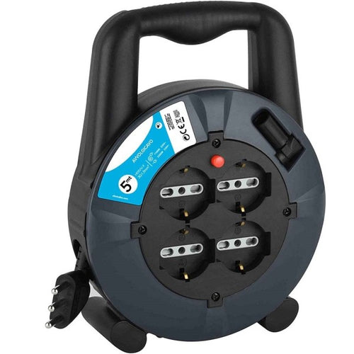 Prolunga Elettrica Cavo 5 Mt Avvolgicavo ?4 Prese Schuko Polivalenti Spina 16a Fai da te/Materiale elettrico/Gestione del cavo/Bobine per cavo Trade Shop italia - Napoli, Commerciovirtuoso.it