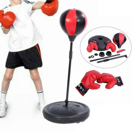 Punchball Speed Ball Per Bambini Asta Regolabile Palla Punch Boxe Supporto Molla