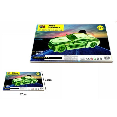 Puzzle 3d Legno Auto Sportiva Modellino Modellismo Collezione Gioco Bimbi 07346