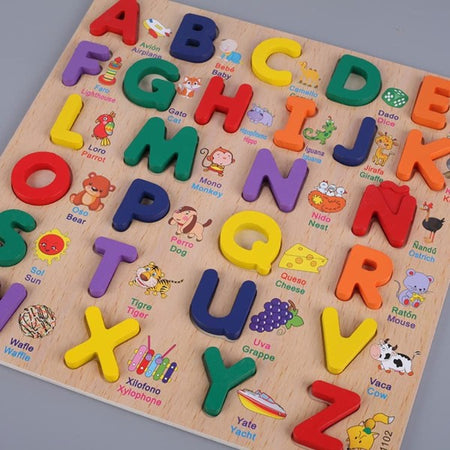 Puzzle Alfabeto 3d Giocattolo Educativo Bambini Puzzle 3d Lettere Legno Colorate