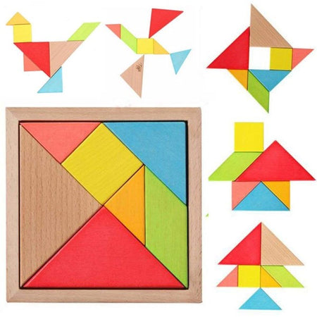 Puzzle Gioco Interattivo 3d In Legno Educativo Bambini Forme Geometriche Tangram