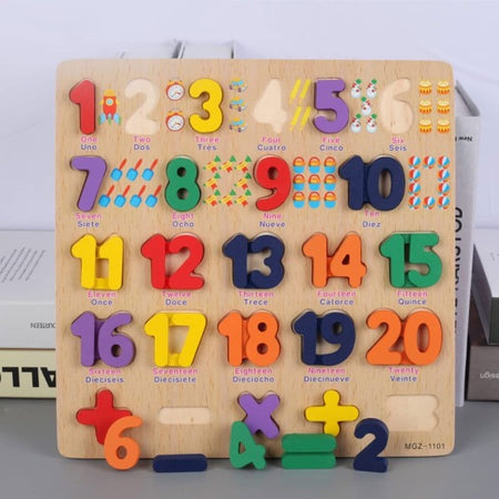 Puzzle Numeri 3d Giocattolo Educativo Bambini Puzzle Legno Matematica 29.5x29.5