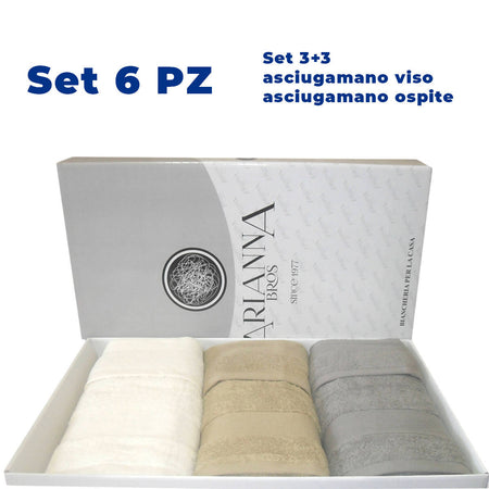 6 Pezzi Set asciugamano spugna 3+3 marca Arianna art. Venezia alta qualità 100% puro cotone 3 viso + 3 ospiti Set Bagno L'Orchidea - Siderno, Commerciovirtuoso.it