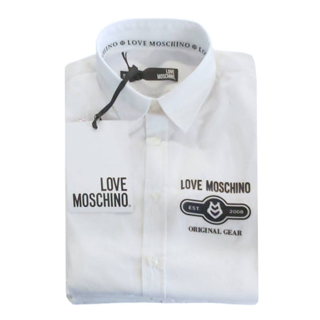 Moschino Camicia Uomo Bianca Logo Love Moschino Original Gear 100% Cotone  Fashion Uomo Tinta Unita Collo Classico - commercioVirtuoso.it