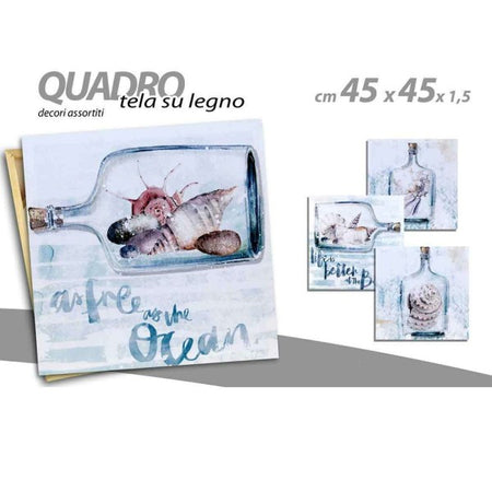 Quadro Quadretto Decorativo 45x45x1,5 Cm Tela Su Legno Deluxe Decori Ass. 743740