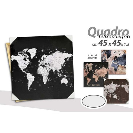 Quadro Quadretto Decorativo 45x45x1,5cm Tela Su Legno Deluxe 4 Decori Ass 834790