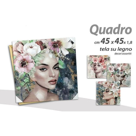 Quadro Quadretto Decorativo 45x45x1,8 Cm Tela Su Legno Deluxe Decori Ass. 806667
