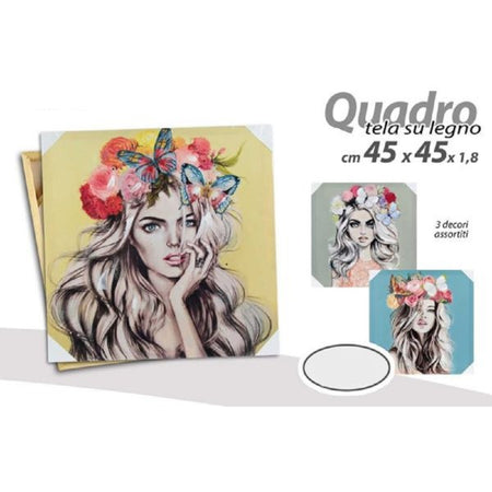 Quadro Quadretto Decorativo 45x45x1,8 Cm Tela Su Legno Deluxe Decori Ass 831751