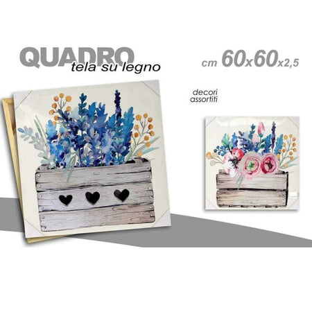 Quadro Quadretto Decorativo 60x60x2,5cm Tela Su Legno Deluxe Decori Ass. 730566