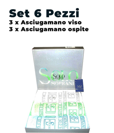 Set 6 Pezzi Asciugamano Solo Soprani 3 asciugamani viso e 3 ospiti 100% puro cotone tessile L'Orchidea - Siderno, Commerciovirtuoso.it