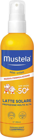 MUSTELA Latte Solare Spray 200ml SPF50+ UVB UVA Protezione Molto Alta per Tutti i Tipi di Pelle No Effetto Bianco Solare Sanitaria Gioia del Bimbo - Villa San Giovanni, Commerciovirtuoso.it