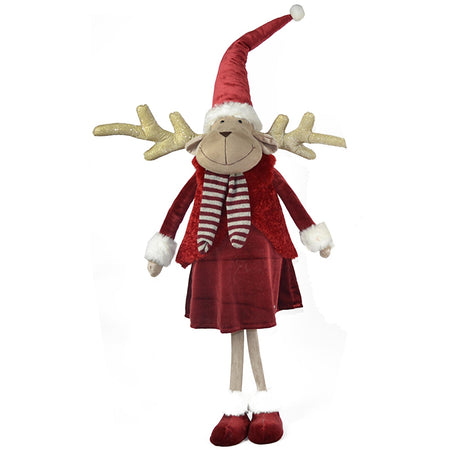 Pupazzo in tessuto con pelliccia Rossa "Renna" decorazione natalizia h 80 cm Casa e cucina/Decorazioni per interni/Addobbi e decorazioni per ricorrenze/Decorazioni natalizie/Schiaccianoci MagiediNatale.it - Altamura, Commerciovirtuoso.it