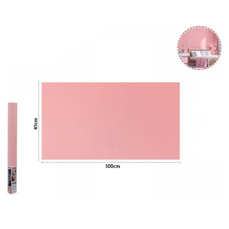 Rotolo Pellicola Adesiva Colore Rosa 45cm X 5mt Per Mobili Carta Da Parati 71124