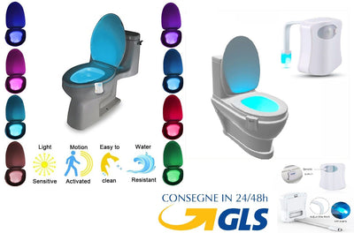 Luce led illuminazione 8 colori water toilet WC tazza bagno sensore movimento