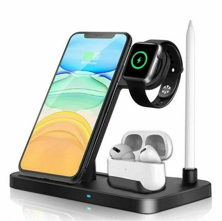 4 IN 1 BASE RICARICA DOCKING STATION WIRELESS PER APPLE IPHONE CUFFIE WATCH TOP