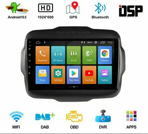 Autoradio Stereo Android Tablet JEEP RENEGADE 2015-2020 GPS WI-FI Bluetooth DSP