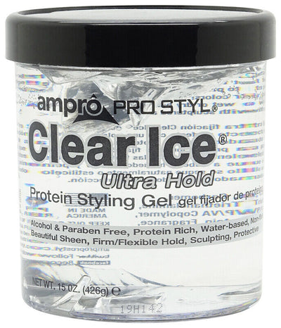 AMPRO PRO STLY CLEAR ICE ULTRA HOLD PROTINE STYLING GEL 426G