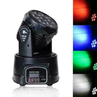FARO STROBO RGB DJ FARETTO 7 LED X 10W testa rotante 360° COLORI EFFETTO DISCO
