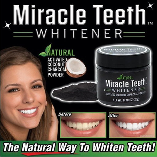 Sbiancante Denti Carbone Attivo In Polvere E Naturale Miracle Teeth -  commercioVirtuoso.it