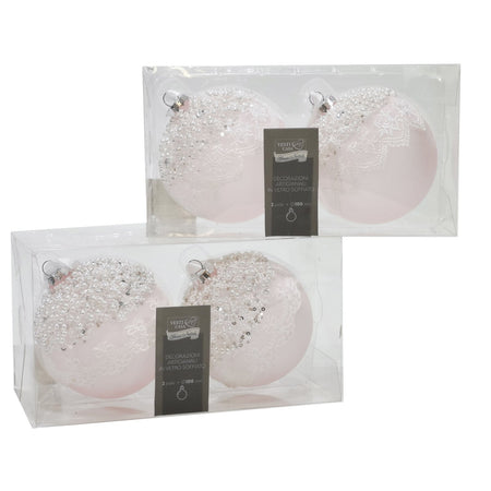 Palline con merletto "Rosa e Perle Bianche" per albero di Natale 4 sfere da ø 10 cm Casa e cucina/Decorazioni per interni/Addobbi e decorazioni per ricorrenze/Decorazioni natalizie/Addobbi e decorazioni/Palle e palline MagiediNatale.it - Altamura, Commerciovirtuoso.it