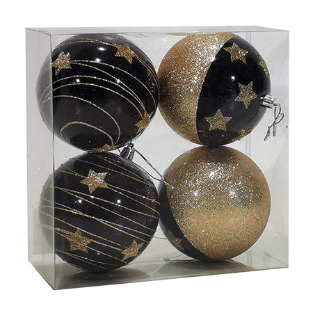 Palline "Nero e Oro" per albero di Natale moderno ed elegante 4 sfere da ø 10 cm Casa e cucina/Decorazioni per interni/Addobbi e decorazioni per ricorrenze/Decorazioni natalizie/Addobbi e decorazioni/Palle e palline MagiediNatale.it - Altamura, Commerciovirtuoso.it