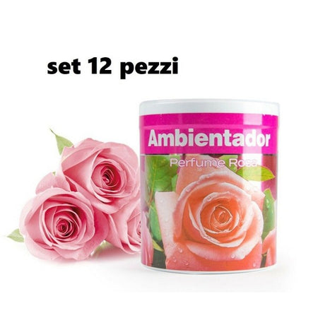 Set 12 Deodoranti Barattolo Profumo Ambiente Assorbi Odori Fragranza Rosa