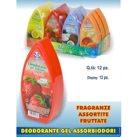 Set 12 Deodoranti Gel Profumo Ambiente Assorbi Odori 2in1 Fruttate