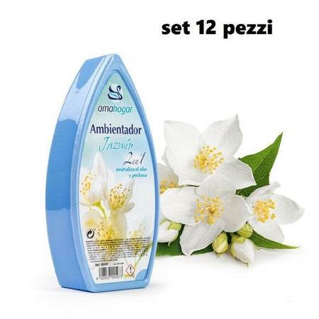 Set 12 Deodoranti Gel Profumo Ambiente Assorbi Odori Fragranza Gelsomino