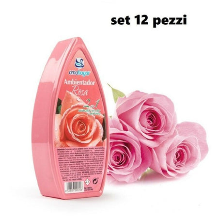Set 12 Deodoranti Gel Profumo Ambiente Assorbi Odori Fragranza Rosa