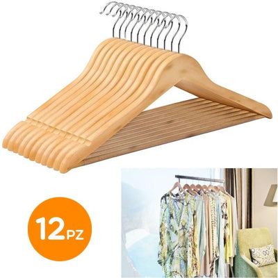 Set 12 Grucce Appendiabiti Stampelle In Legno Porta Abiti Armadio Casa Negozio