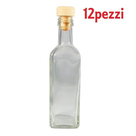 Set 12 Pezzi Bottiglie Bottigline Vetro Trasparente Mary Con Tappo 60cc