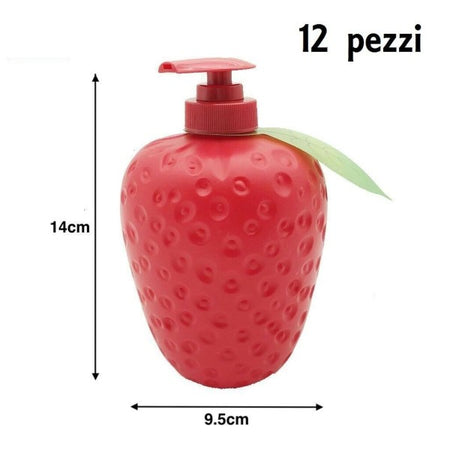 Set 12 Pezzi Dispenser Porta Sapone Liquido In Plastica Forma Fragola Bagno  