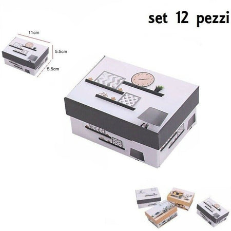 Set 12 Pezzi Scatola Box Confezione Regalo Rettangolar Fantasia 11x5.5x5.5cm