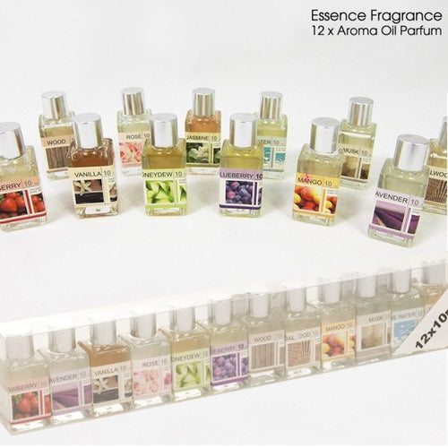 Set 12 Profumatori Ambiente Ricarica Olio Profumo 10ml Assortiti Per Bruciatore
