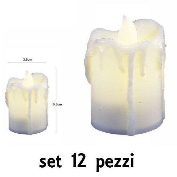 Set 12 Pz Candele Led Lumini Con Goccia A Batteria Luce Decorazione  Tealight - commercioVirtuoso.it