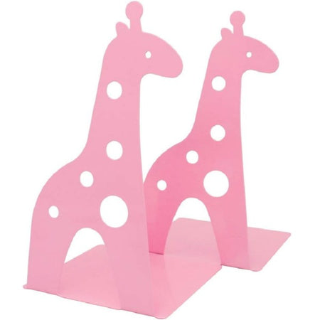 Set 2pz Grazioso Ferma Libri A Forma Di Giraffa In Metallo Scrivania Bambini Rosa