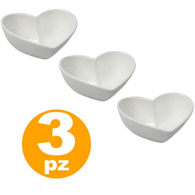 Set 3 Antipastiere Ciotole Cuore Finger Food Bianco Porcellana Snack Aperitivo