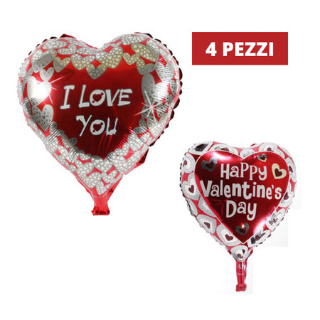 Set 4 Pezzi Palloncini Cuori I Love You Gonfiabili Addobbi San Valentino Festa