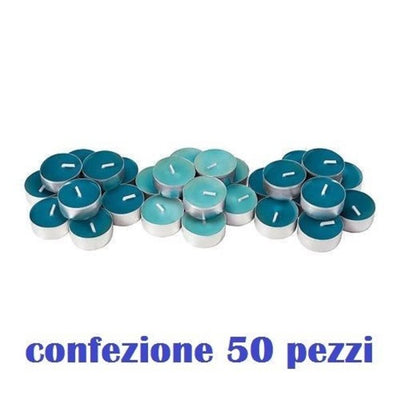 Set 50 Pezzi Candele Blu Profumate Fragranza Oceano Tealight Lumini