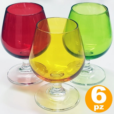 Set 6 Bicchieri Globo Sweet Colorati Vetro Bevanda Liquore Distillati Cicchetti