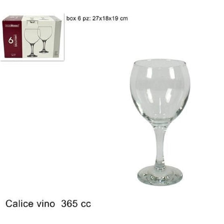 Set 6 Pezzi Servizio Bicchieri Calici Calice Misket In Vetro 365cc Bevande Vino