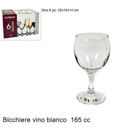 Set 6 Pezzi Servizio Calici Calice Bicchieri In Vetro 165 Cc Vino Bianco Acqua