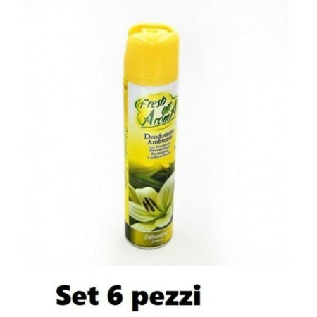 Set 6 Pz Deodorante Per Ambiente Spray Profumo Casa Fresco 300 Ml Gelsomino